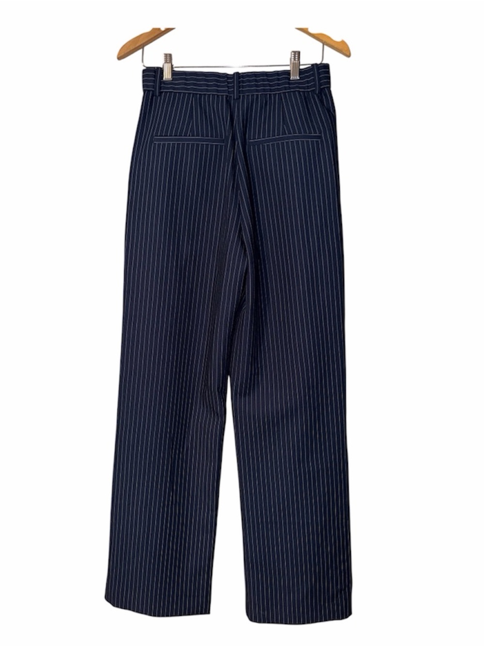 Abercrombie & Fitch Sloane Tailored Wide Leg Pant in Dark Indigo Pinstripe Sz 28 - Picture 4 of 5